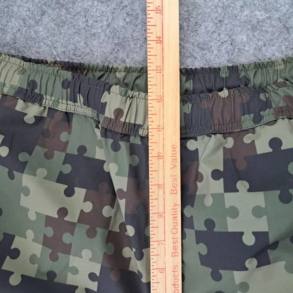 Dime Pants Mens Large Green Brown Puzzle Camo Track Zip Pockets Skate Outdoors